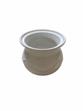 Juliska Berry & Thread Sugar Bowl 4.5" H Whitewash Ceramic Rope Detail - No Lid